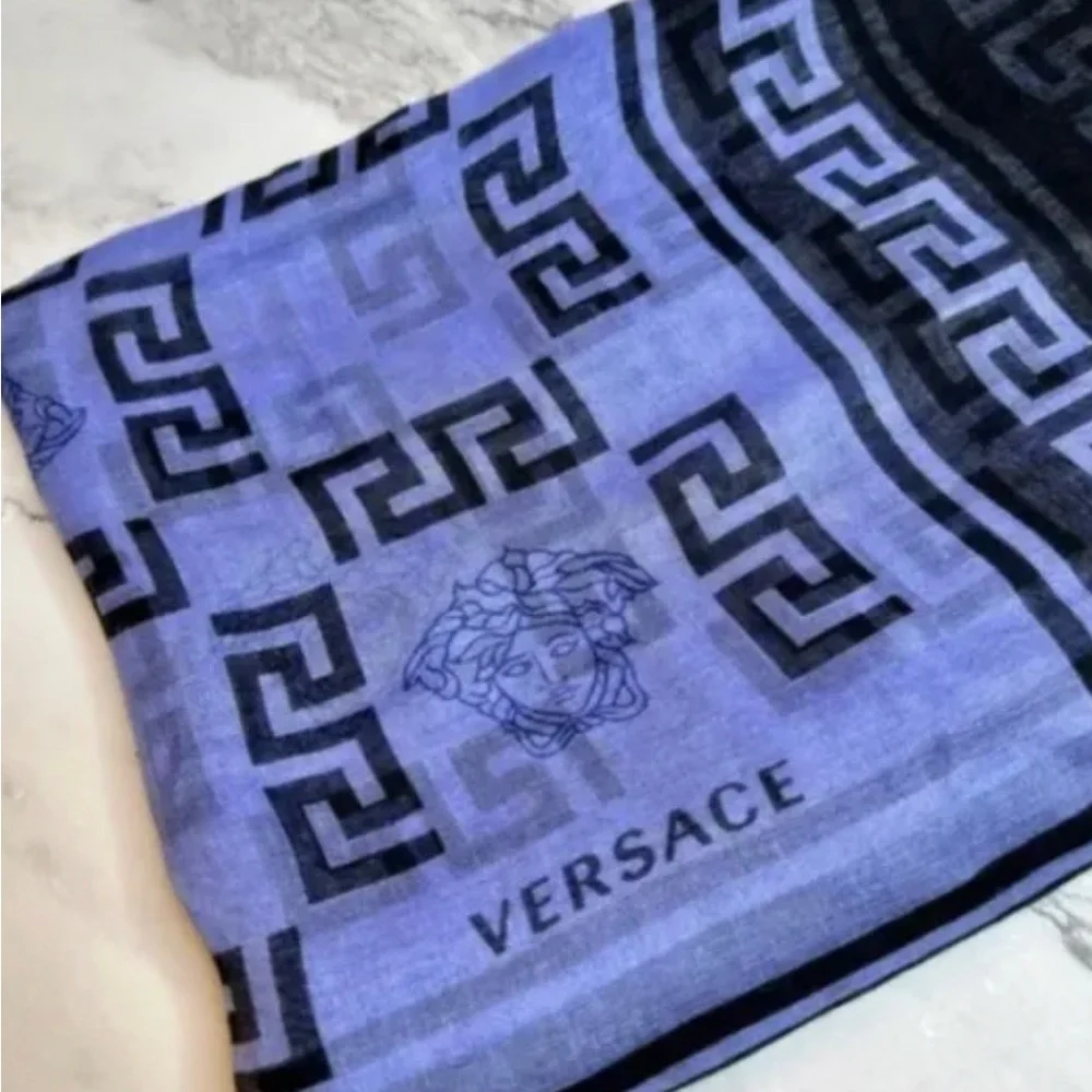 NEW Versace Blue and Black La Medusa Scarf/Shawl